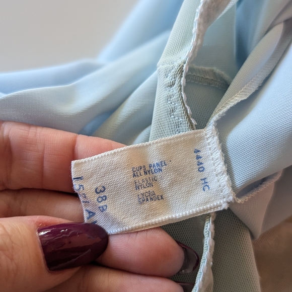 Vintage 70s Warner's 38B Chemise Blue Slip Dress Nightie Lace Coquette Girl - Picture 12 of 12